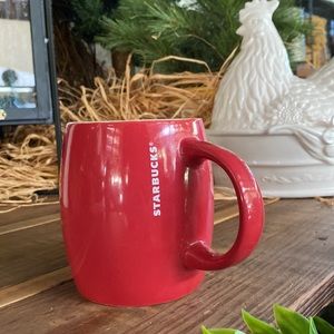 Starbucks Coffee Red Handled 14oz Mug with White Starbucks Written Branding